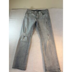 Lazer Straight Fit Blue Jeans Mens 34x34 Light Blue Distressed (1) Grunge